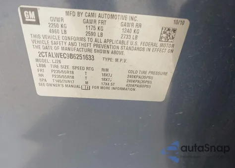 2011 GMC Terrain Slt-2 z USA, uszkodzony, nr VIN 2CTALWEC9B6251633